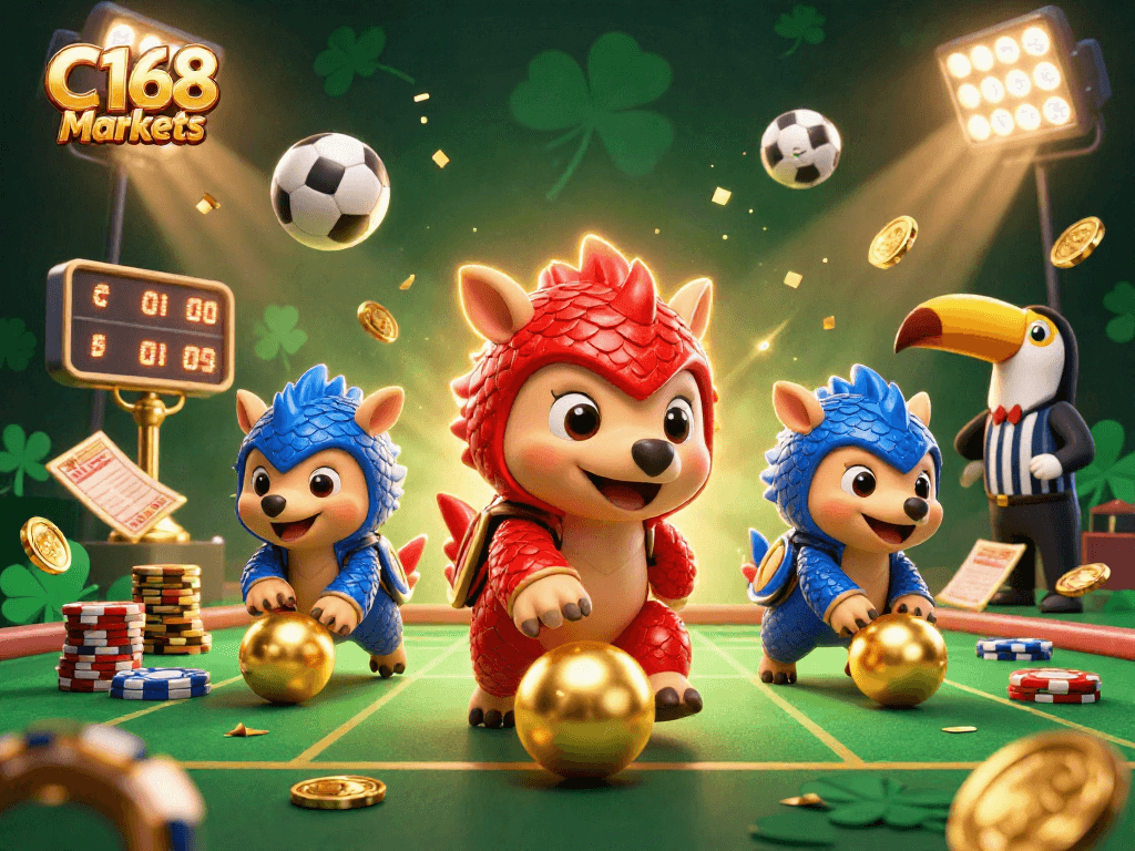 C168 Markets showcases thrilling pangolin competition in a vibrant casino scene with dynamic sports elements.