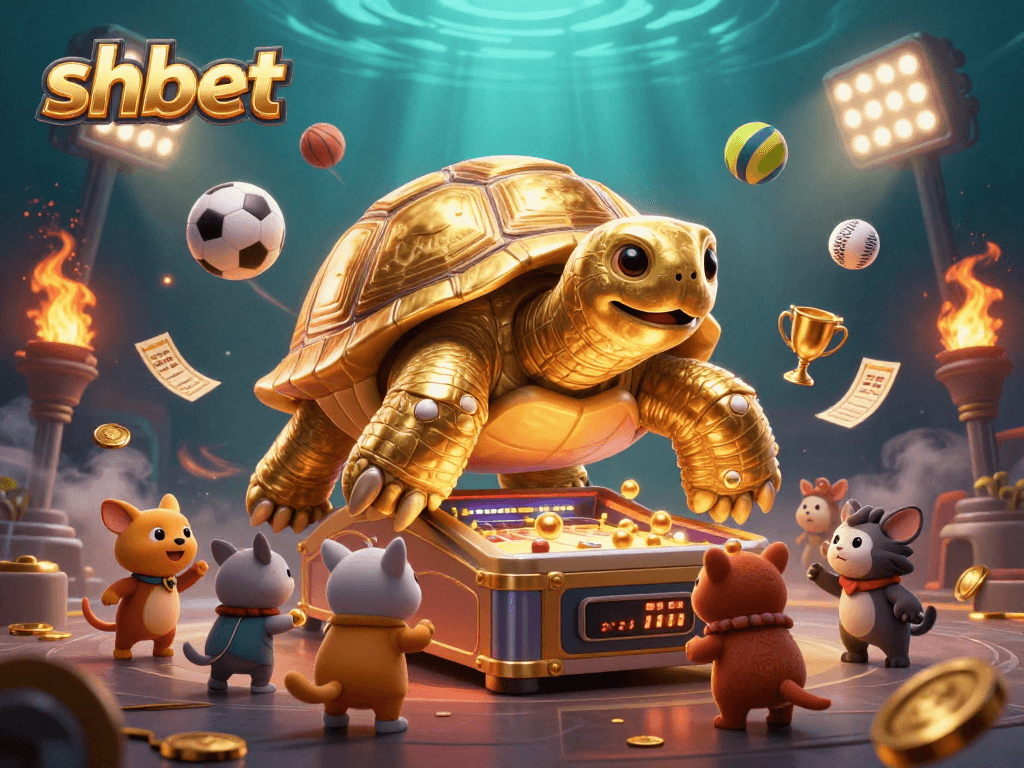 Experience thrilling gameplay with shbet's vibrant casino elements in this dynamic 3D illustration.