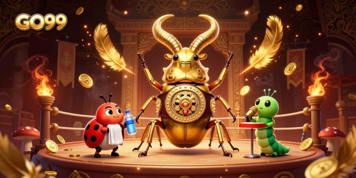 Engage in the exhilarating world of GO99 casino games with our vibrant 3D illustration of a championship showdown.