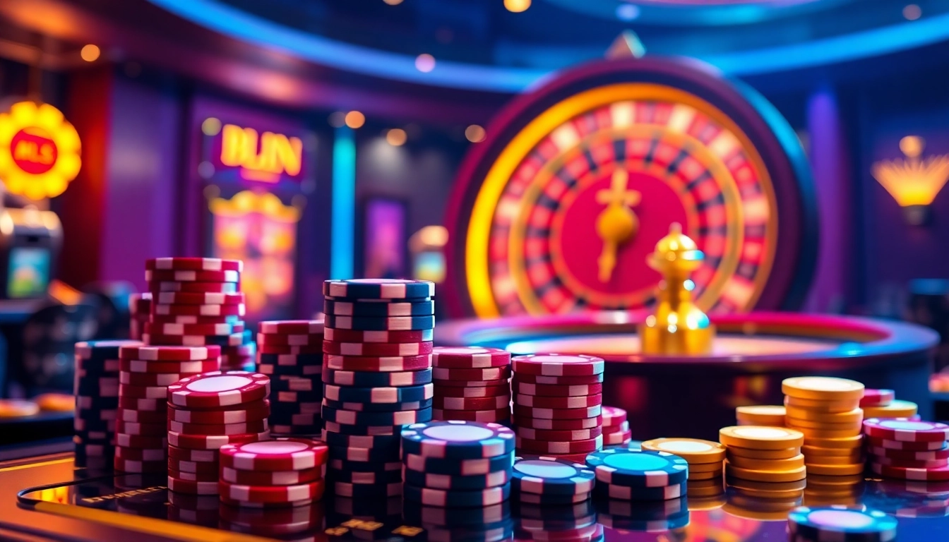 Engaging scene of crypto online casinos with vibrant gaming elements and digital interfaces.