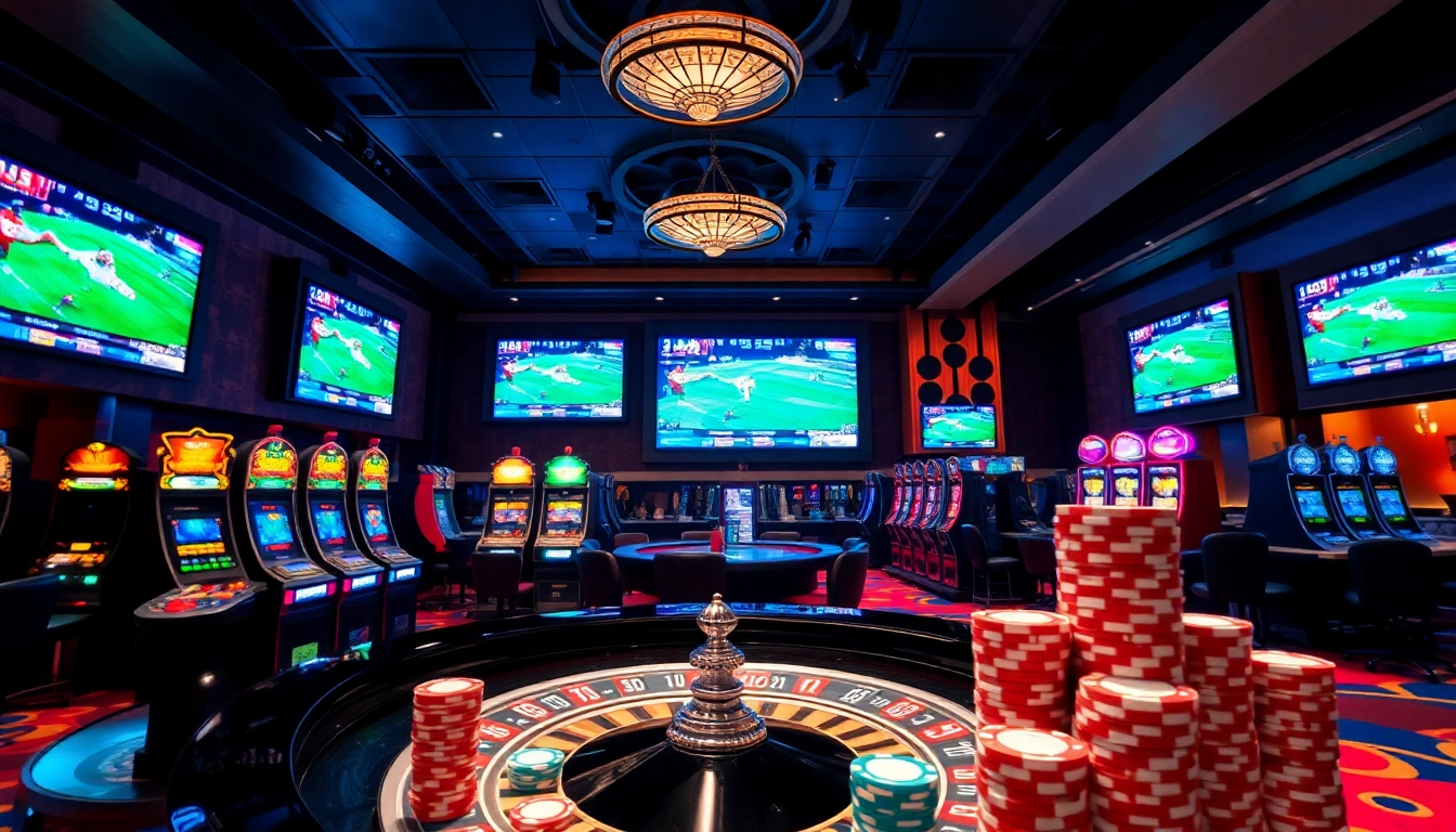 Tỷ lệ kèo bóng đá 88 highlighted in an exciting casino setting with betting tables and sports screens.