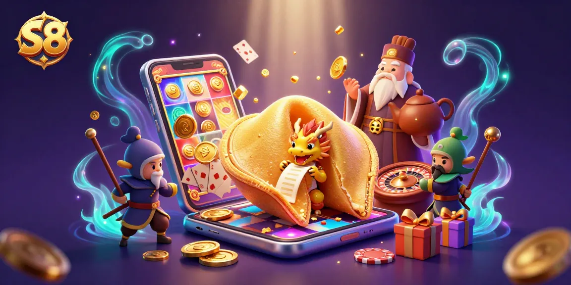 Experience the excitement of S8 with vibrant slot games and a dragon's fortune in a captivating casino scene.